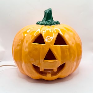 Pumpkin Jack O Lantern Lamp Ceramic Pumpkin Halloween Decor