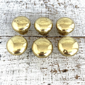 Set of 6 Vintage Brass Drawer Knobs: Mid Century Pedestal Pulls