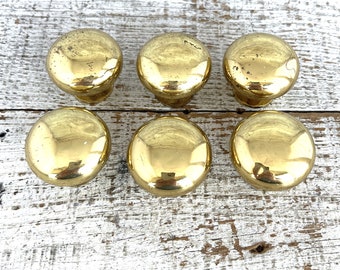 Set van 6 vintage messing ladeknoppen: handgrepen uit het midden van de eeuw