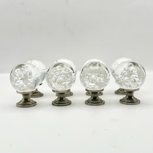 Drawer Pulls 8 Drawer Knobs Glass Drawer Pulls Clear Bubble Glass Knobs Dresser Drawer Knobs Cabinet