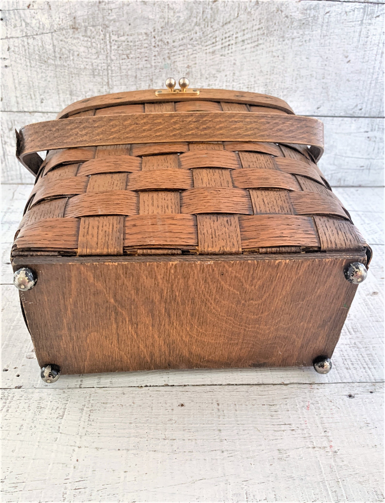 Basket Wood Basket Folk Art Basket Hand Painted Basket Rustic Etsy