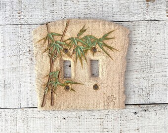 Placca doppia per interruttore della luce in ceramica: Tropicale