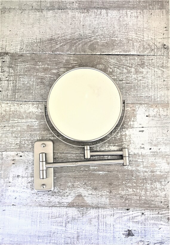 Wall Mirror Vintage Accorian Scissor Arm Round Vanity Antique Shaving Double Sided Magnifier Tilting