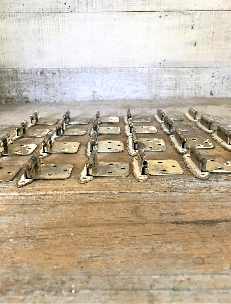 Hinges 24 Cabinet Door Hinges Old Hinges Brass Hinges Shabby Hinges Mid Century Flush Cabinet Door Hinges Kitchen Hardware Cabinet Hardware