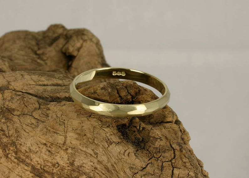 Satinated Gold Facet Ring, 14k gold contemporary jewellery 14k satin yellow gold image 5