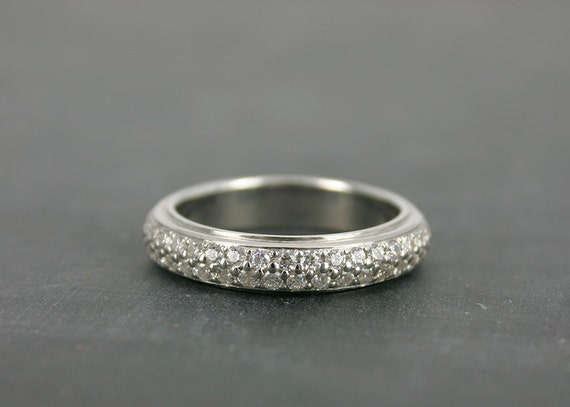 Diamond Eternity Band 14k White Gold Double Row Diamond Pave Etsy