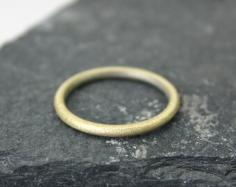 Gold Brushed Round Ring 2mm wide 14k gold- 14k yellow brushed gold ring – one lush round ring– hand made jewelry – 14k gold