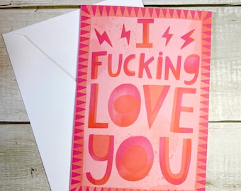 Birthday card, greeting card, thank you card, swearing, sweary, rude, funny, colourful, quirky, queen, legend, amazing, love you