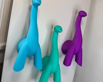 Brachiosaurus Wall-Mounted Scrunchie Holder – 3D-Printed Dinosaur Hook for Hair Ties, Kids Room Décor