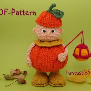 Crochet Pattern Pumpkin Man Amigurumi Autumn Helloween Instant Download PDF 26 Pages
