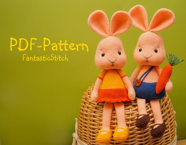 Häkelanleitung Osterhasen Karotte Hase Ostern Amigurumi Instant Download PDF 35 Seiten Bild 1