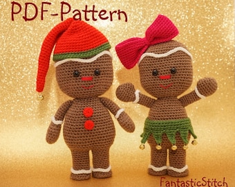 Crochet pattern gingerbread man christmas amigurumi PDF 26 pages