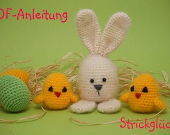 Crochet pattern easter bunny hare egg chicks Amigurumi Instant Download PDF 9 pages