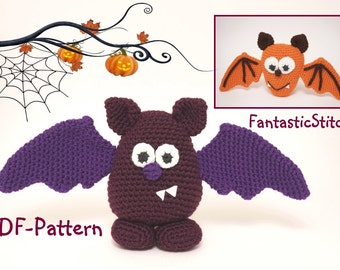 Häkelanleitung Fledermaus Halloween Herbst Amigurumi 14 Seitern PDF Instant Download