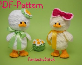 Crochet pattern easter duck amigurumi flower instant downdload pdf 24 pages