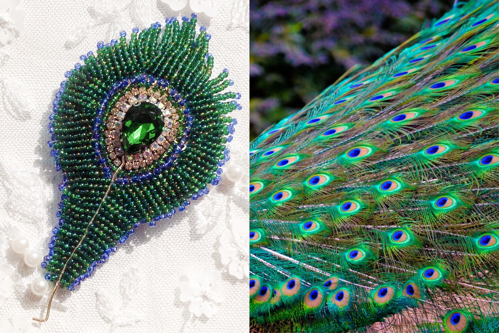 Peacock feather brooch brooch DIY kit handmade brooch Etsy