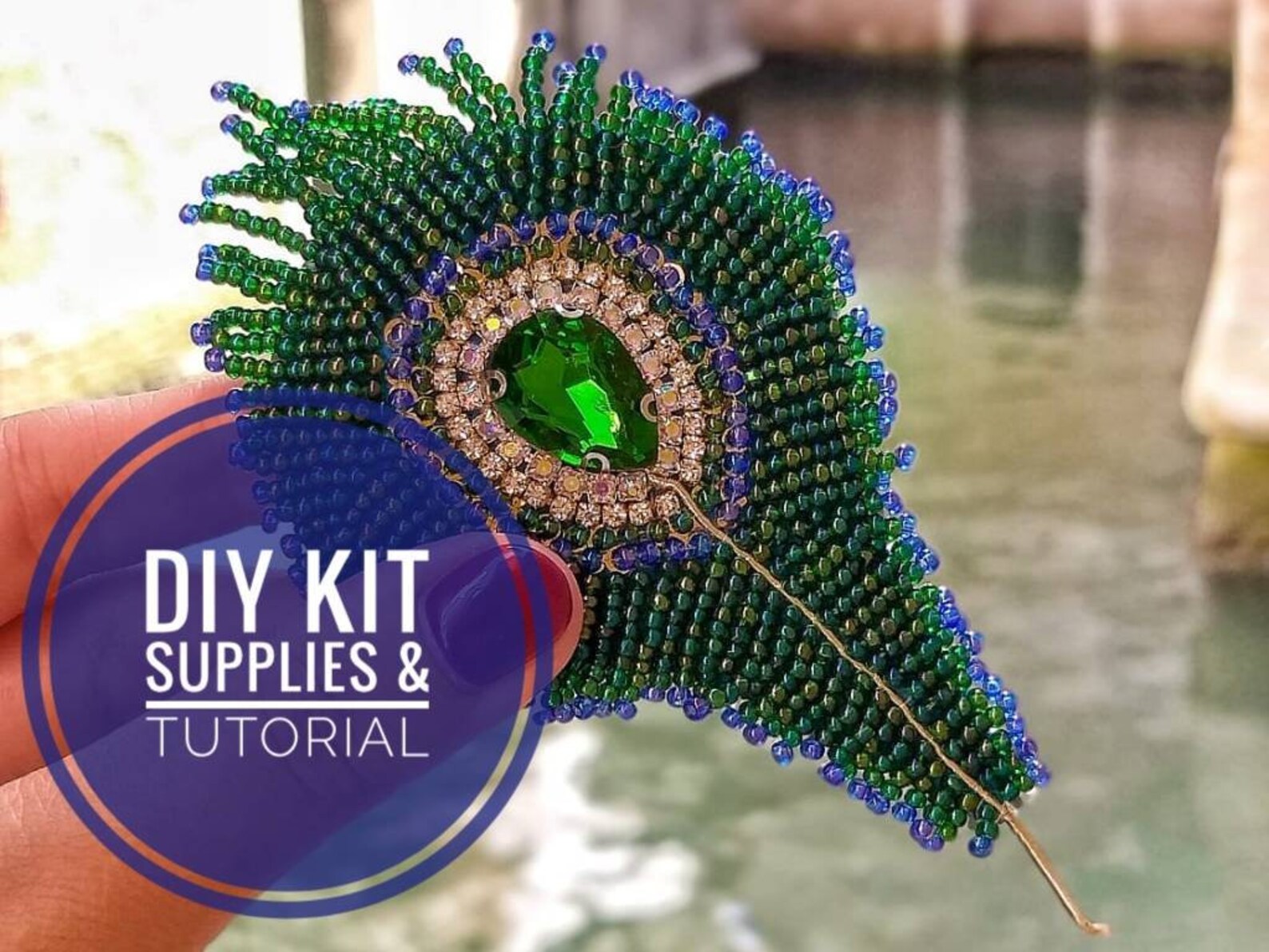 Peacock feather brooch brooch DIY kit handmade brooch Etsy