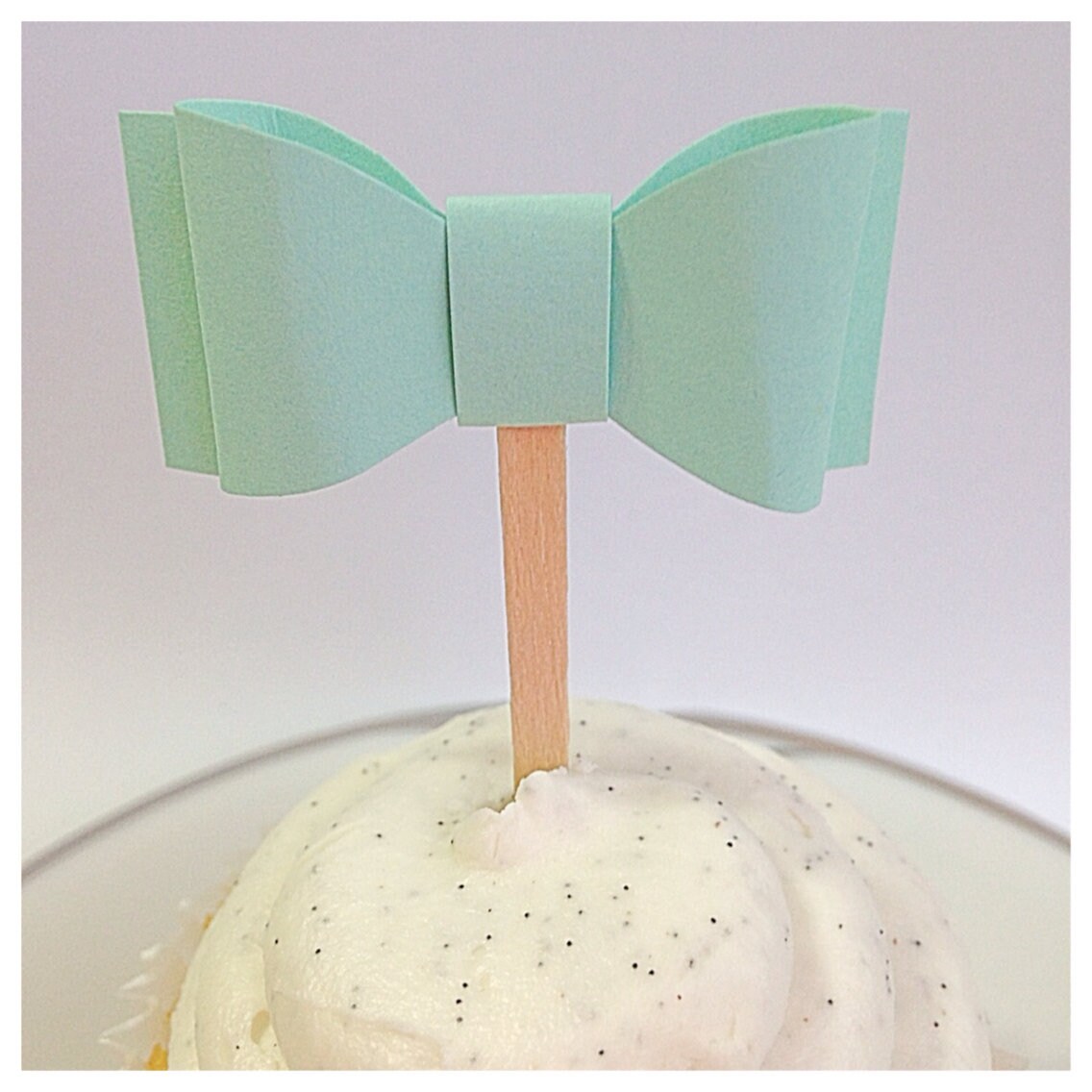 Mint Green Bow Cupcake Toppers Baby Shower Cupcake Topper Birthday