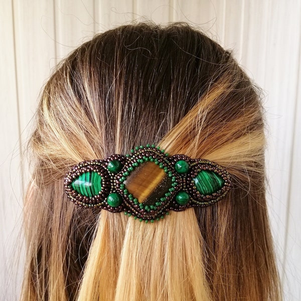 Beaded Hair Barrette Etsy