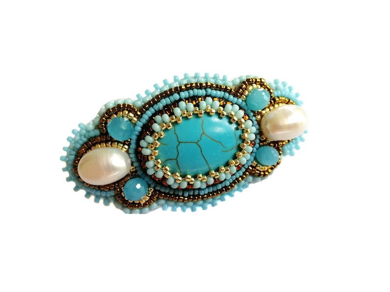 Turquoise Beaded Barrette Small Hair Clips for Women Bead Etsy
