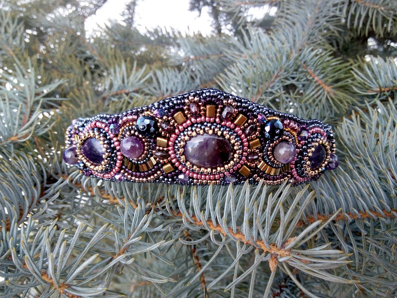 Kokoshnik Purple Beaded Statement Headband Bead Embroidery Etsy