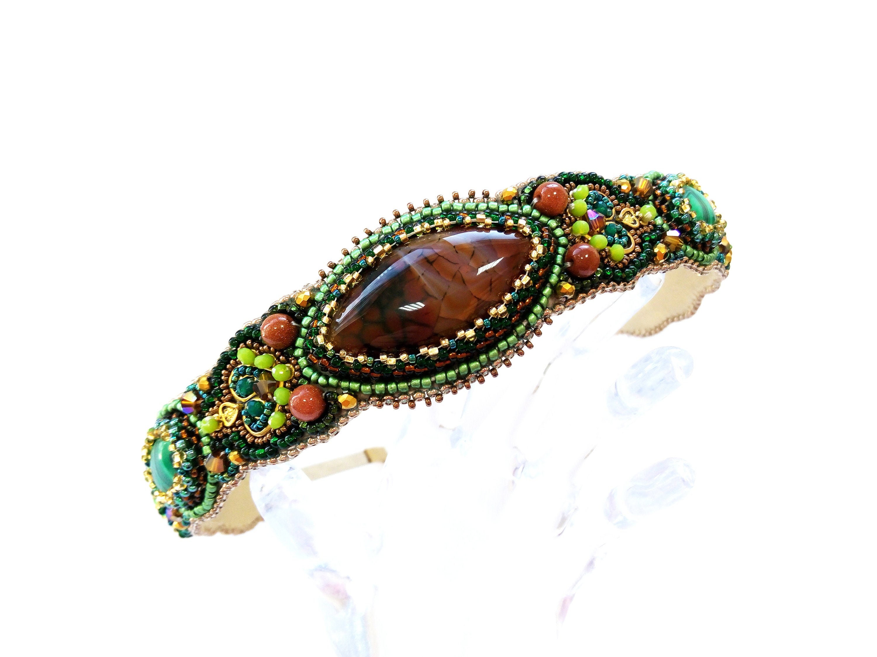Embellished headbands for women Green jeweled headband Etsy