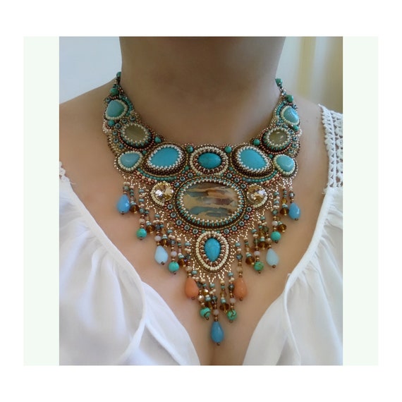Turquoise Bead 'Bib' Necklace - Paula Purpura Art - Jewelry, Necklaces &  Chains - ArtPal