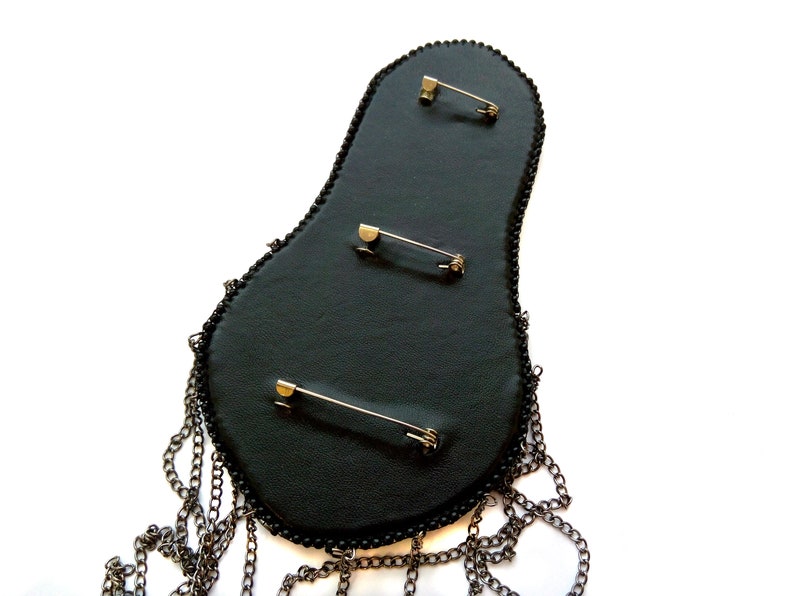 3 in 1 Black rhinestone epaulette with brooch Shoulder tassel chain Epaulettes beaded embroidered Shoulder jewelry Handmade crystal brooch imagen 10