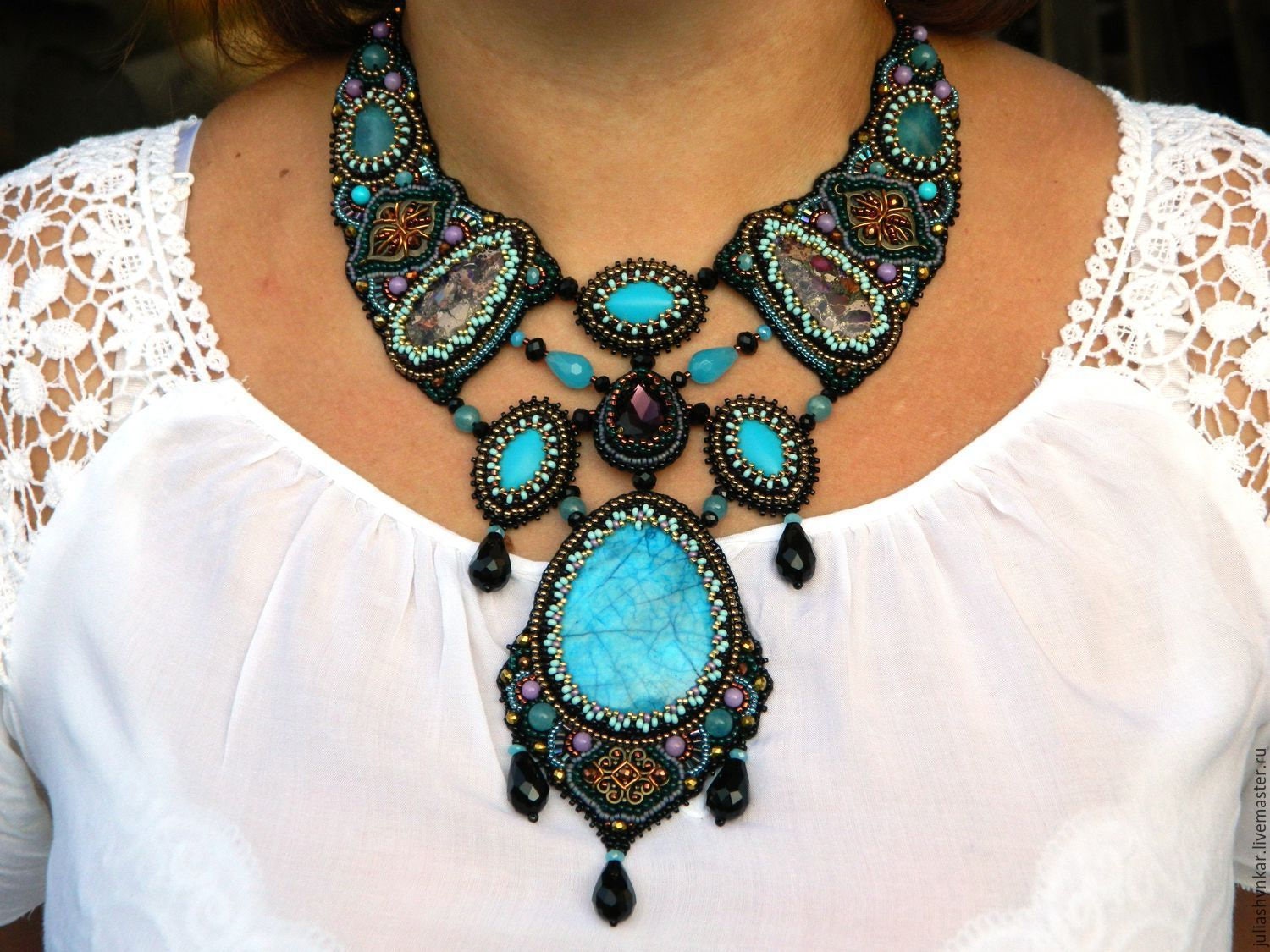 Bead embroidery necklace clearance