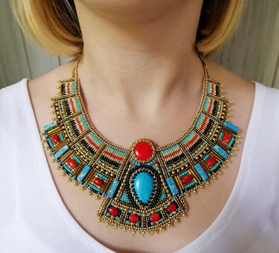 Chunky Statement Turquoise Necklace with matching earrings