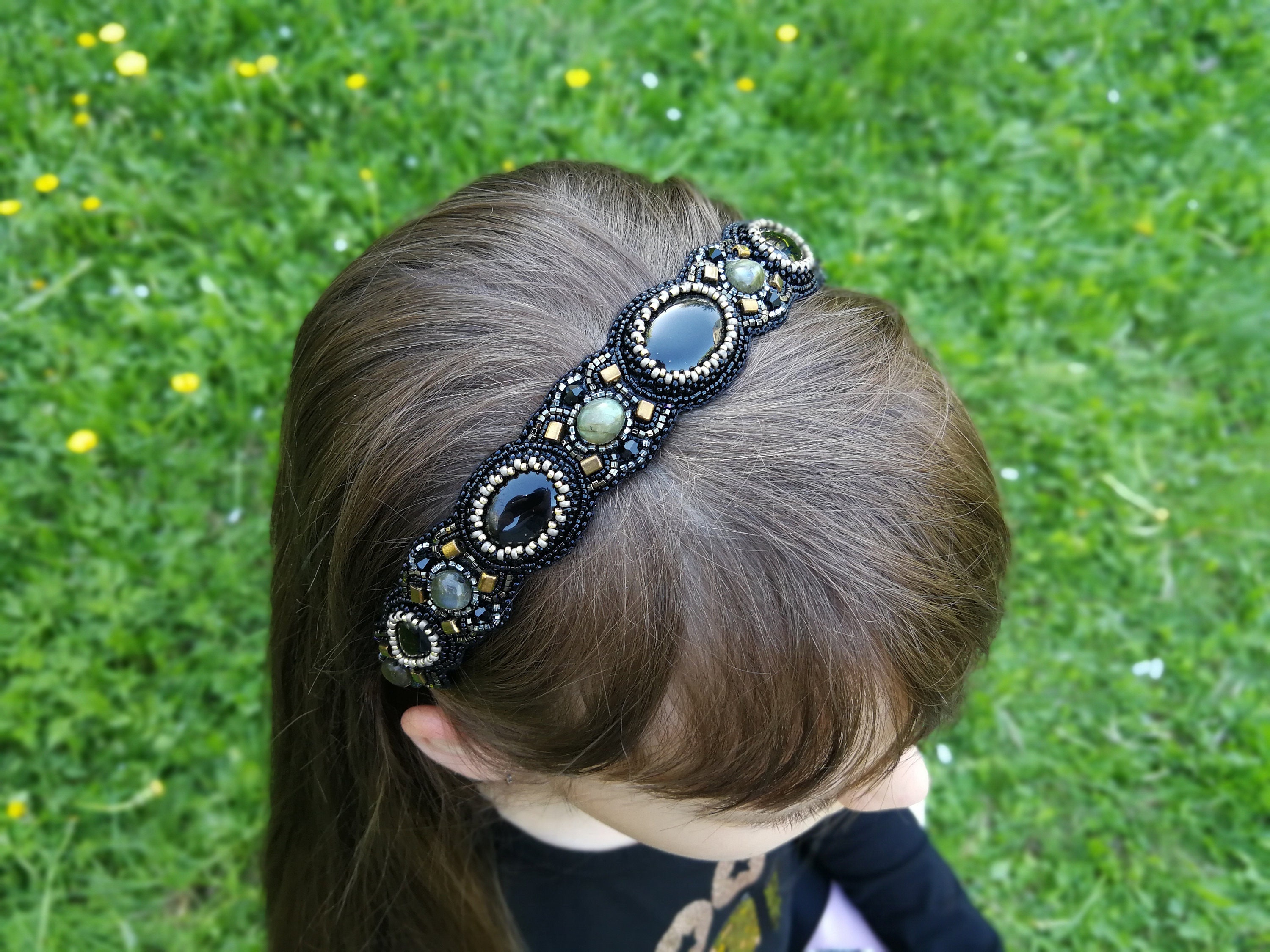 Black wedding headpiece Jeweled headband Embellished headbands Etsy