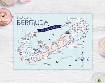 DIGITAL DRUCKBARE Bermuda Karte Save the Date | Postkarte | Willkommenskarte | Angepasst