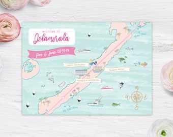 Islamorada FL Map Save the Date | Postcard | Welcome Card | Customized