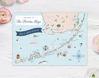 DIGITAL DRUCKBARE Florida Keys FL Karte Save the Date | Postkarte | Willkommenskarte | Angepasst