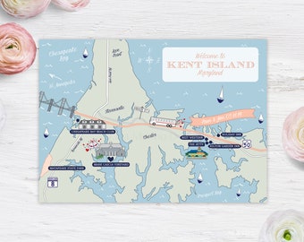 DIGITAL DRUCKBARE Kent Island MD Karte Save the Date | Postkarte | Willkommenskarte | Angepasst