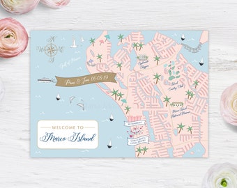 DIGITAL PRINTABLE Marco Island FL Map Save the Date | Postcard | Welcome Card | Customized