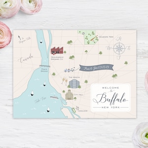 DIGITAL PRINTABLE Buffalo NY Map Save the Date | Postcard | Welcome Card | Customized