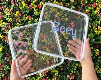 Large Poshfolio White Clear Hard Shell Double Zip Cases for Organization