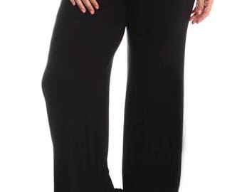 Plus Size Modal Palazzo Pants: Soft Stretch Wide Leg Trousers