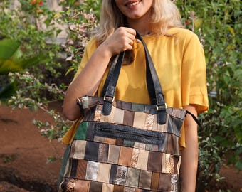 Borsa a tracolla grande PATCHWORK SHOPPER