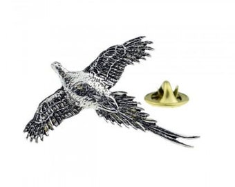 Lapel Badge B16 English Pewter Standing Pheasant Game Bird Pin Badge Tie Pin