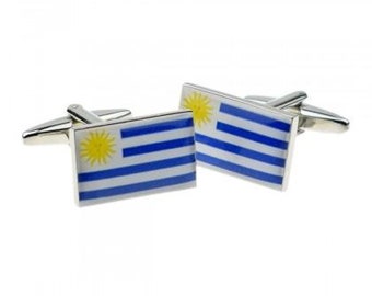 Thin Bordered Uruguay Flag Square Tie Clip