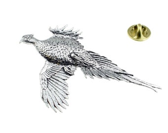 Lapel Badge B16 English Pewter Standing Pheasant Game Bird Pin Badge Tie Pin