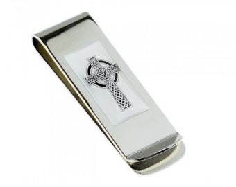 Stainless Steel Celtic Triskele Triskelion Symbol Engraved Money Clip Credit Card Holder