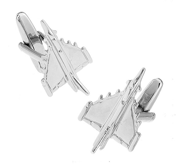 English Made Pewter Cufflinks Eurofighter Typhoon Aeroplane Presented in a Box