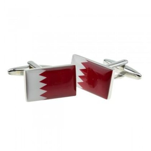 Bahrain Flag Gold-tone Cufflinks Money Clip Engraved Gift Set