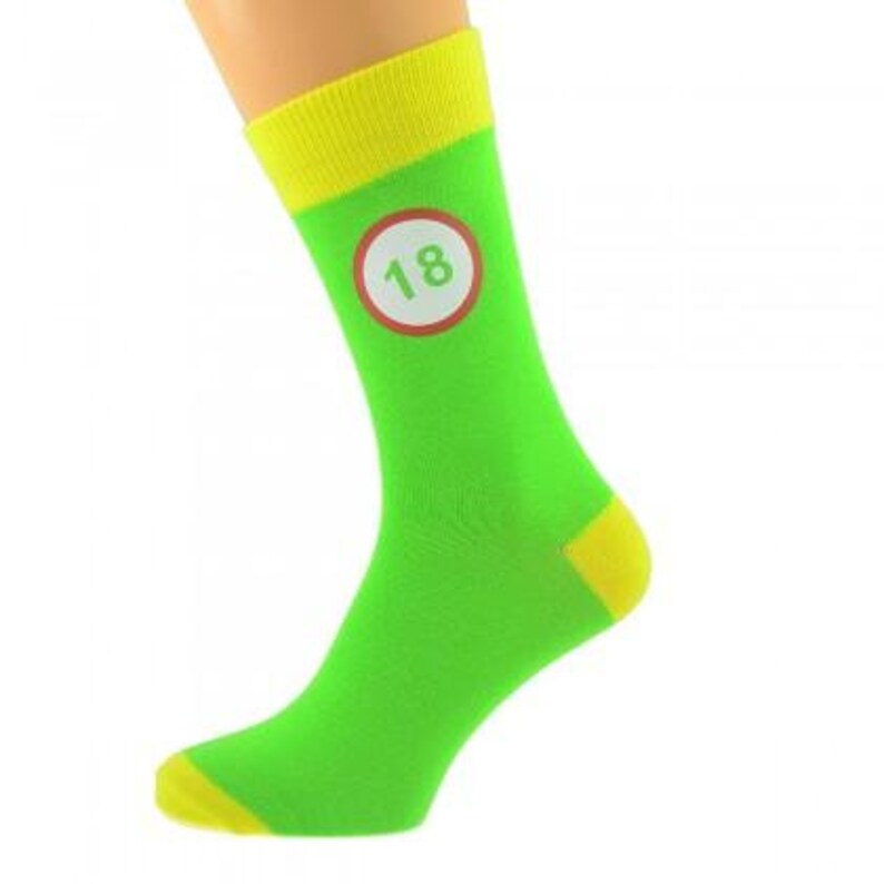 Green /& Yellow Unisex Socks Road Sign 18th Birthday