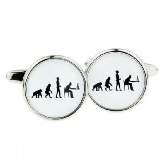 Evolution of a Computer Operator Cufflinks With Gift Box /& Shipped From The UK