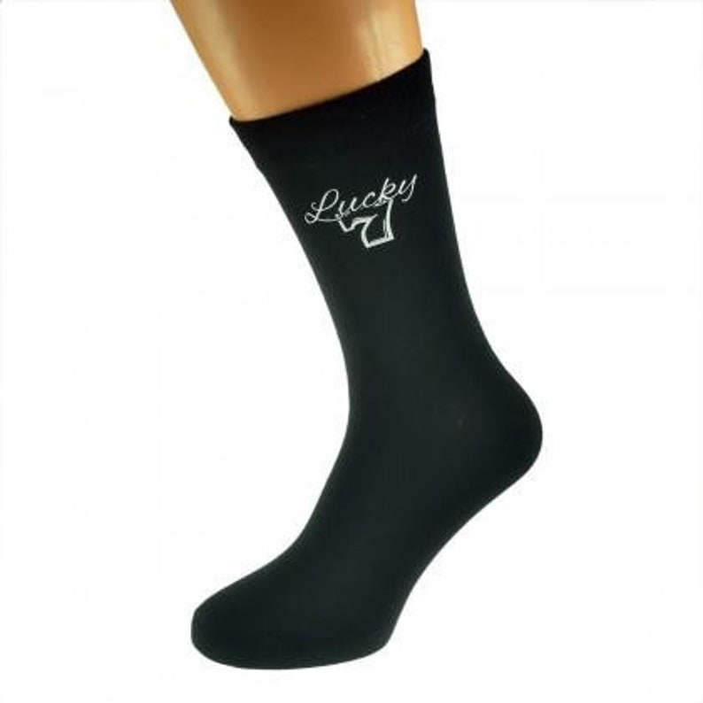 Lucky 7 Mens Black Socks