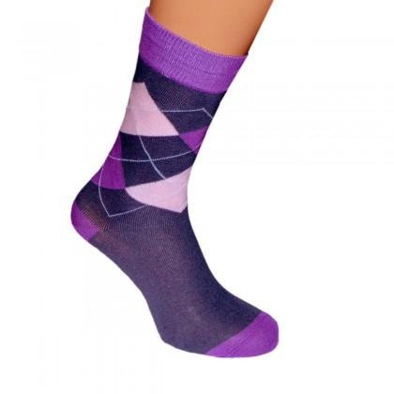 Purple Diamond Pattern Bright Mens Socks